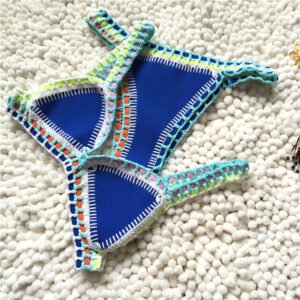 Crochet Swimwear for Female Knitted Swimsuits Neoprene Bikini Beachwear Boho Style Swimsuit Two Pieces Bathng Suits